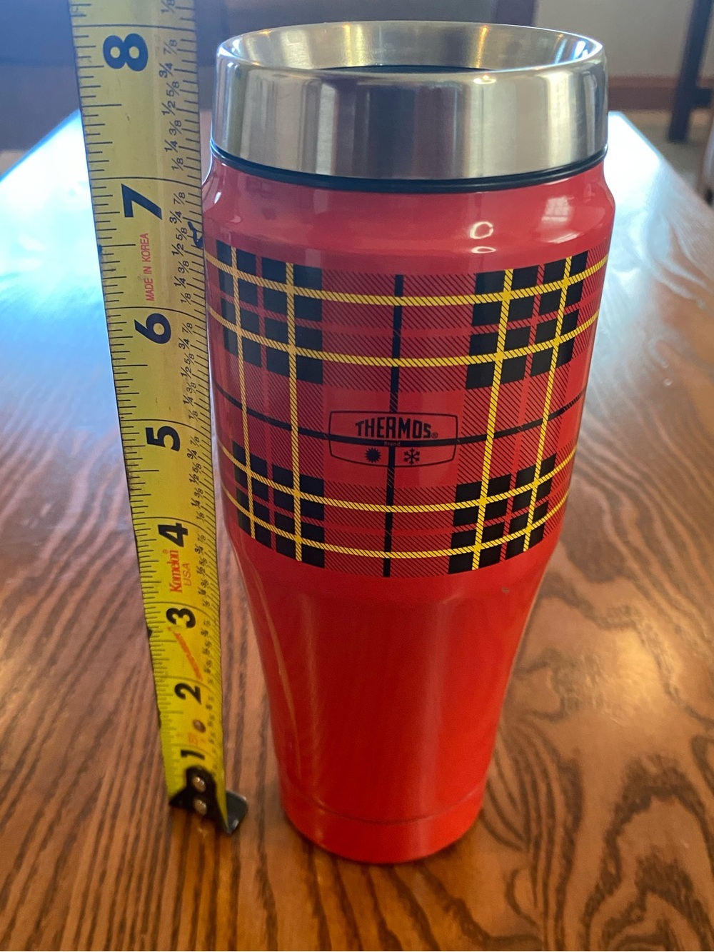 Thermos Red Plaid Stainless Steel Travel Tumbler - Picture 7 of 8